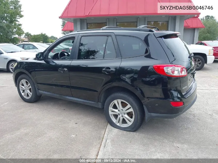 2011 Hyundai Santa Fe Se VIN: 5XYZHDAG5BG046746 Lot: 40340808