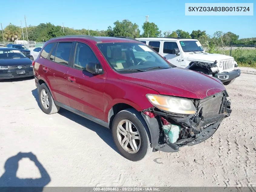 2011 Hyundai Santa Fe Gls VIN: 5XYZG3AB3BG015724 Lot: 40398463