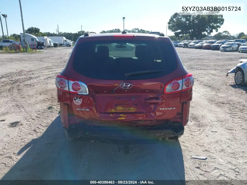 2011 Hyundai Santa Fe Gls VIN: 5XYZG3AB3BG015724 Lot: 40398463