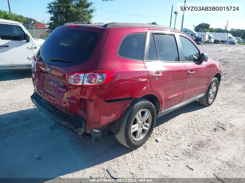 2011 Hyundai Santa Fe Gls VIN: 5XYZG3AB3BG015724 Lot: 40398463