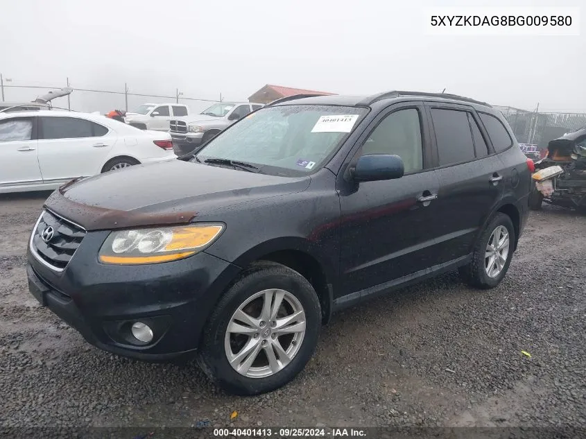 5XYZKDAG8BG009580 2011 Hyundai Santa Fe Limited V6