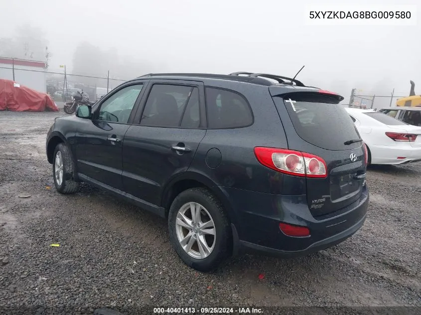 5XYZKDAG8BG009580 2011 Hyundai Santa Fe Limited V6