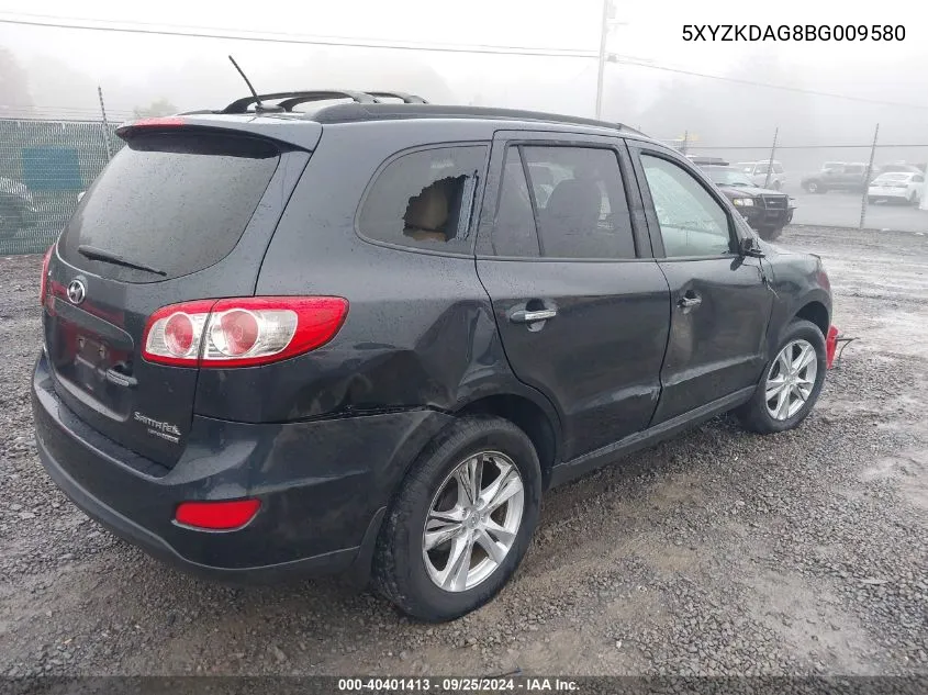 2011 Hyundai Santa Fe Limited V6 VIN: 5XYZKDAG8BG009580 Lot: 40401413