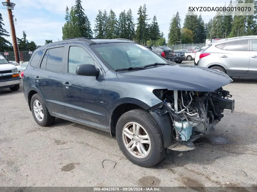 2011 Hyundai Santa Fe Gls VIN: 5XYZGDAG0BG019070 Lot: 40423575