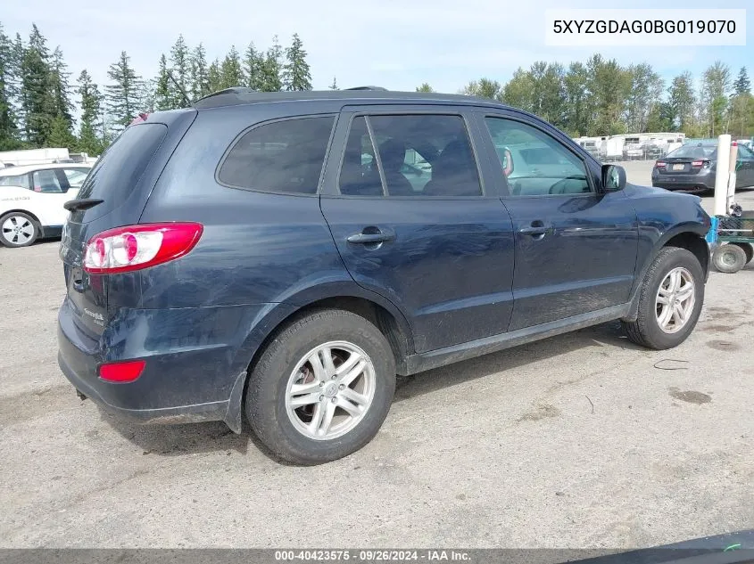 2011 Hyundai Santa Fe Gls VIN: 5XYZGDAG0BG019070 Lot: 40423575