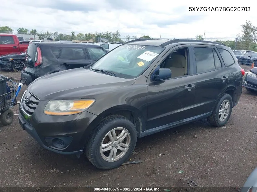 2011 Hyundai Santa Fe Gls V6 VIN: 5XYZG4AG7BG020703 Lot: 40436675