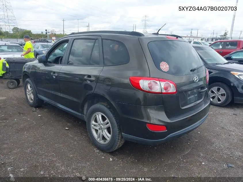 5XYZG4AG7BG020703 2011 Hyundai Santa Fe Gls V6