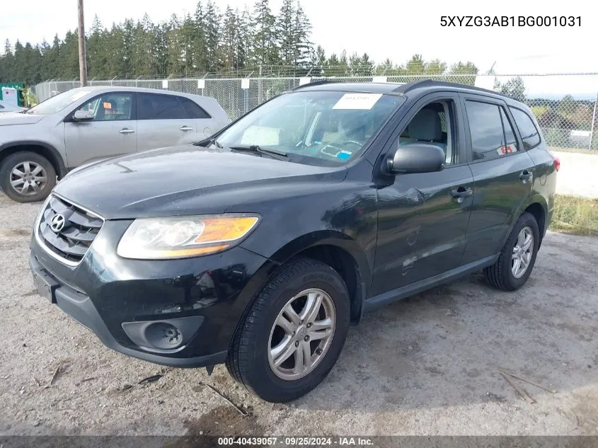 2011 Hyundai Santa Fe Gls VIN: 5XYZG3AB1BG001031 Lot: 40439057