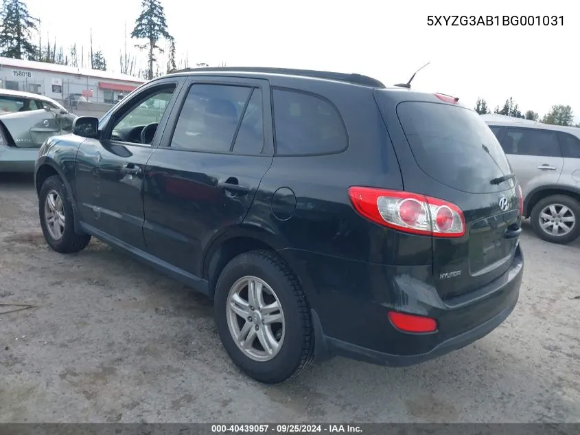 2011 Hyundai Santa Fe Gls VIN: 5XYZG3AB1BG001031 Lot: 40439057