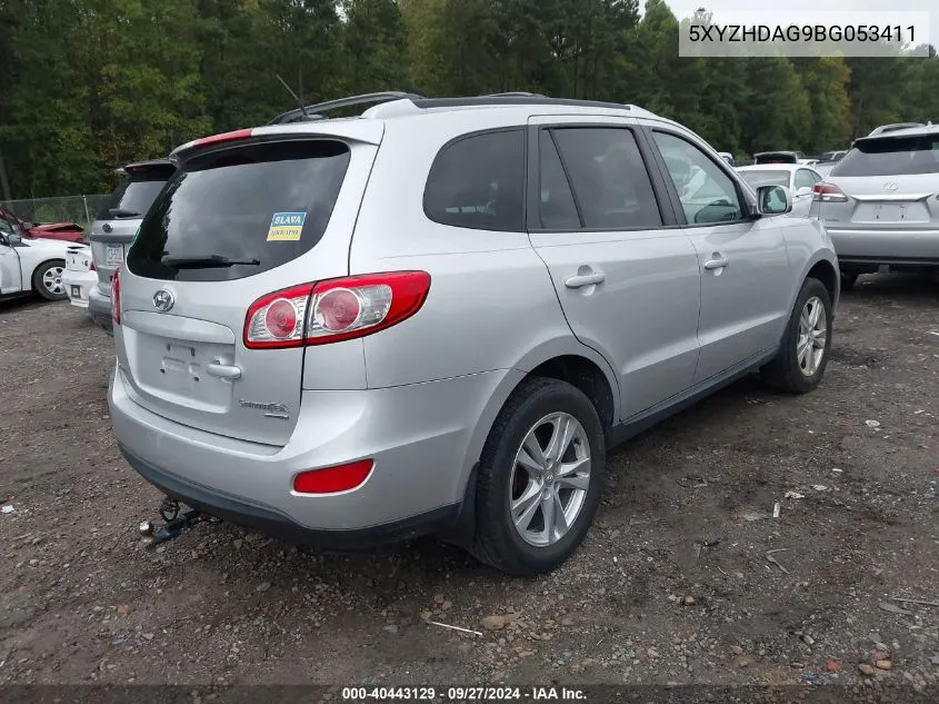 2011 Hyundai Santa Fe Se VIN: 5XYZHDAG9BG053411 Lot: 40443129