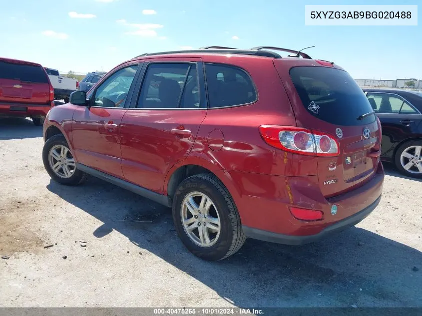 2011 Hyundai Santa Fe Gls VIN: 5XYZG3AB9BG020488 Lot: 40475265