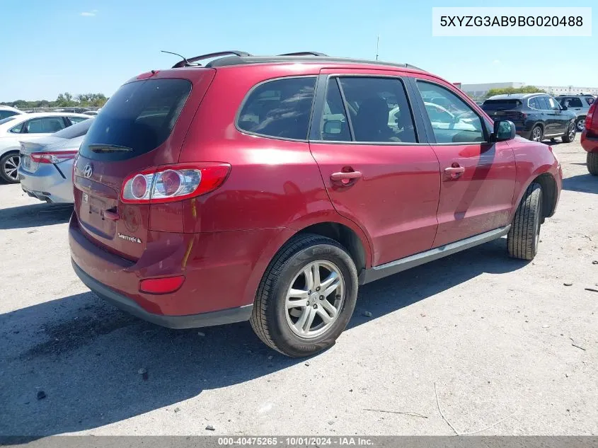 2011 Hyundai Santa Fe Gls VIN: 5XYZG3AB9BG020488 Lot: 40475265