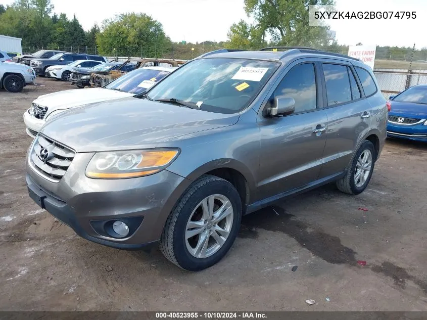 2011 Hyundai Santa Fe Limited V6 VIN: 5XYZK4AG2BG074795 Lot: 40523955