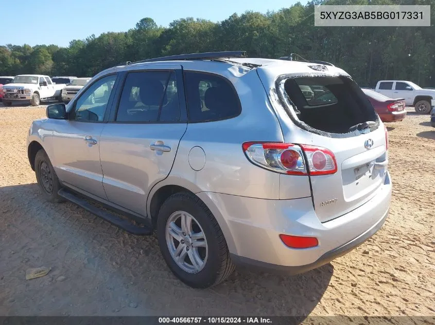 2011 Hyundai Santa Fe Gls VIN: 5XYZG3AB5BG017331 Lot: 40566757