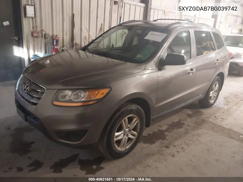 5XYZGDAB7BG039742 2011 Hyundai Santa Fe Gls