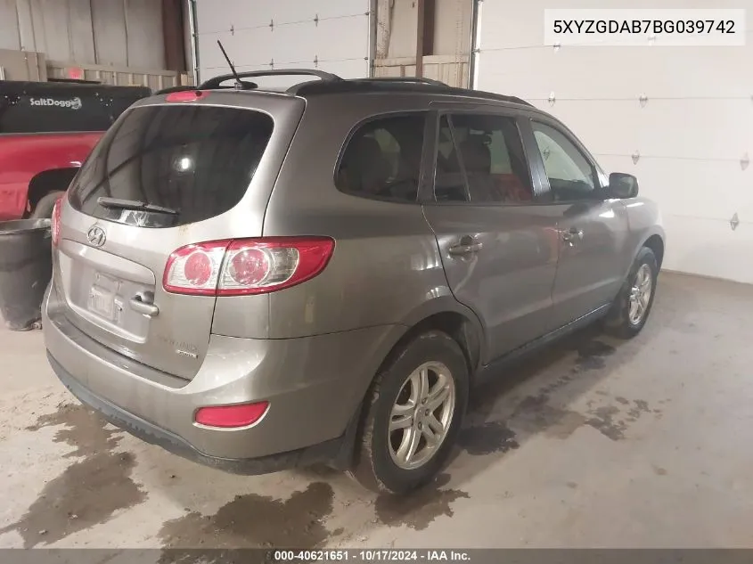 5XYZGDAB7BG039742 2011 Hyundai Santa Fe Gls