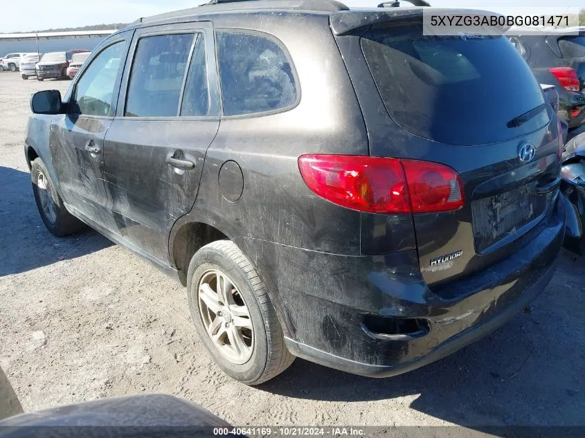 2011 Hyundai Santa Fe Gls VIN: 5XYZG3AB0BG081471 Lot: 40641169