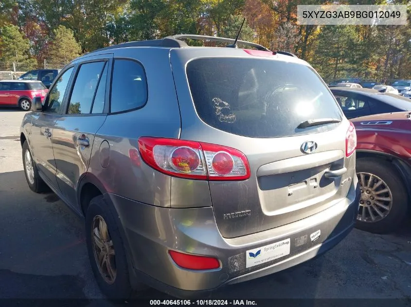 2011 Hyundai Santa Fe Gls VIN: 5XYZG3AB9BG012049 Lot: 40645106