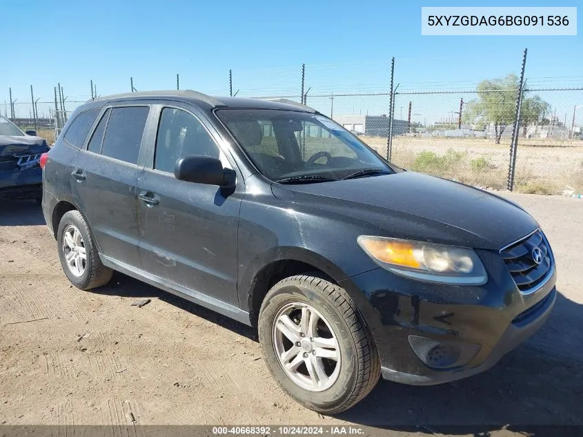 2011 Hyundai Santa Fe Gls V6 VIN: 5XYZGDAG6BG091536 Lot: 40668392