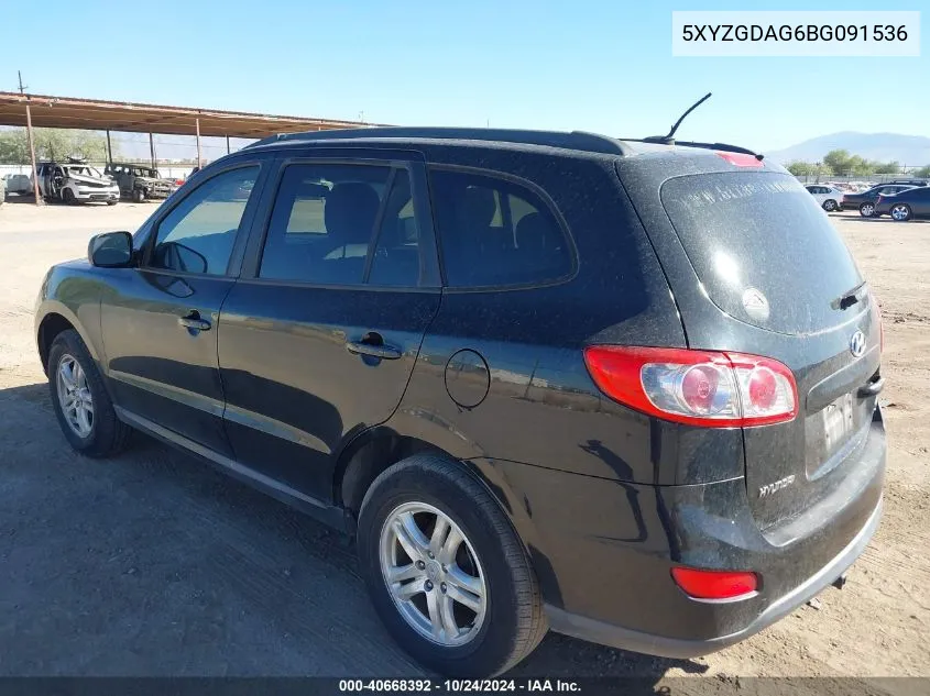 2011 Hyundai Santa Fe Gls V6 VIN: 5XYZGDAG6BG091536 Lot: 40668392