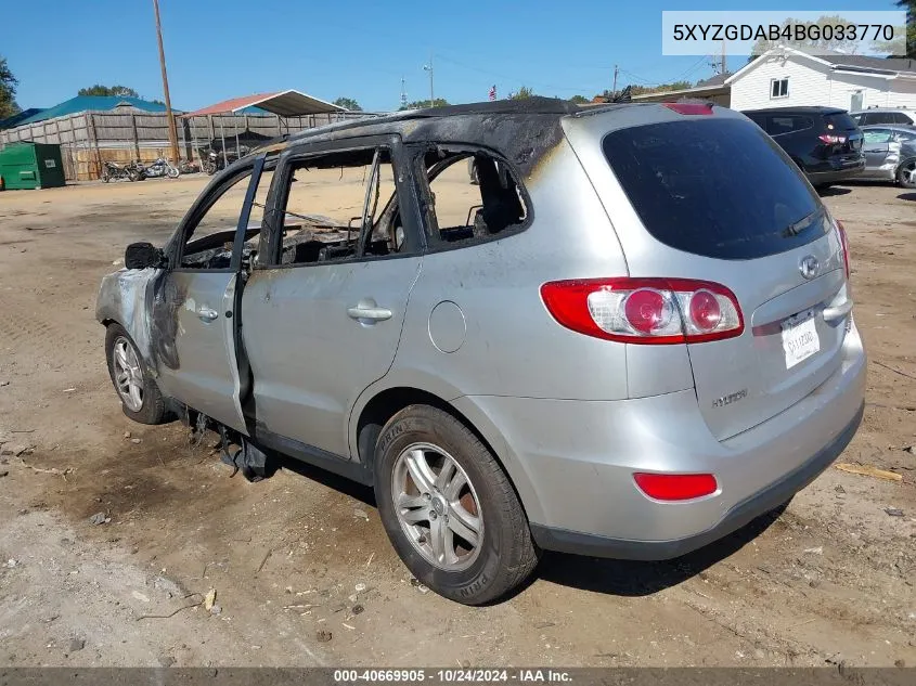 2011 Hyundai Santa Fe Gls VIN: 5XYZGDAB4BG033770 Lot: 40669905