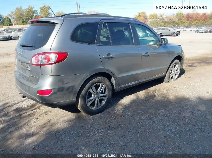 2011 Hyundai Santa Fe Se VIN: 5XYZH4AG2BG041584 Lot: 40681375