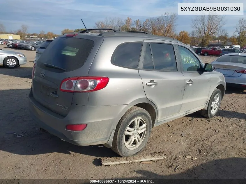 2011 Hyundai Santa Fe Gls VIN: 5XYZGDAB9BG031030 Lot: 40696637