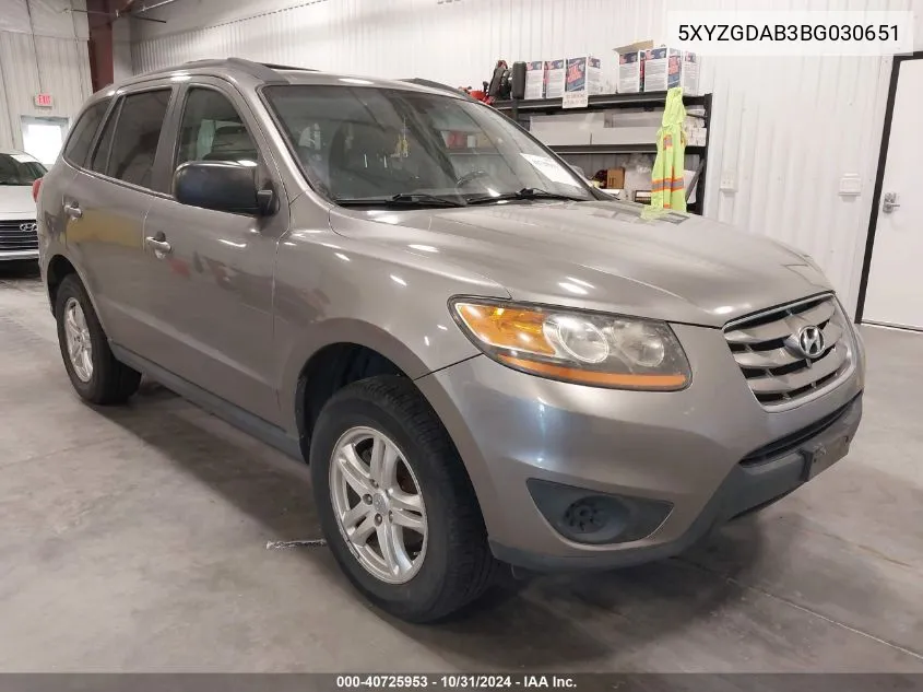 2011 Hyundai Santa Fe Gls VIN: 5XYZGDAB3BG030651 Lot: 40725953