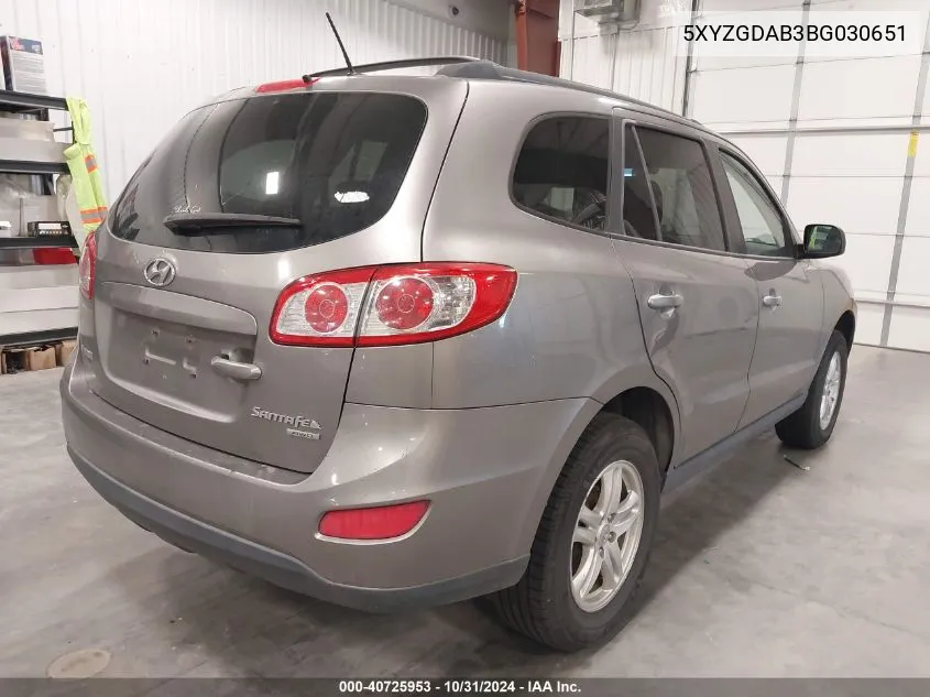 2011 Hyundai Santa Fe Gls VIN: 5XYZGDAB3BG030651 Lot: 40725953