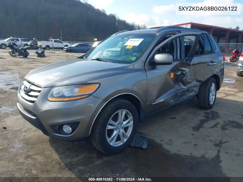 2011 Hyundai Santa Fe Limited V6 VIN: 5XYZKDAG8BG026122 Lot: 40810262