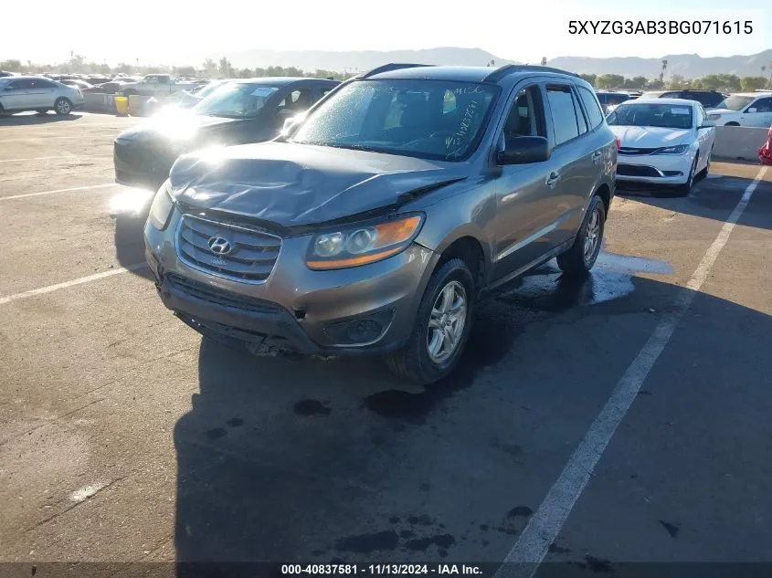 2011 Hyundai Santa Fe Gls VIN: 5XYZG3AB3BG071615 Lot: 40837581