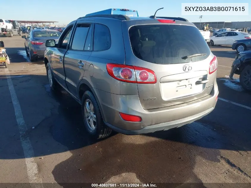 2011 Hyundai Santa Fe Gls VIN: 5XYZG3AB3BG071615 Lot: 40837581