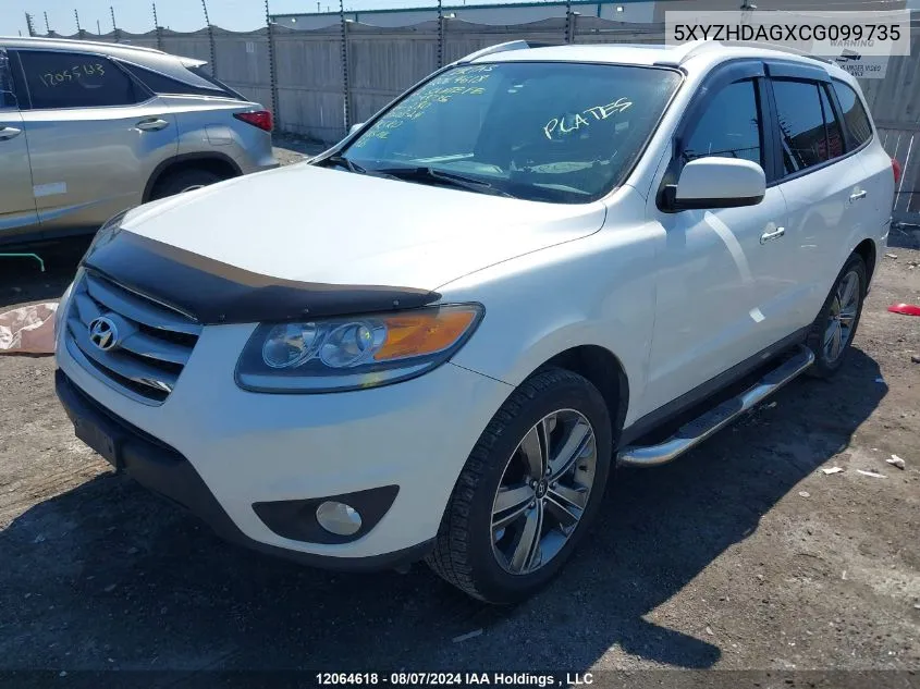 2012 Hyundai Santa Fe Se VIN: 5XYZHDAGXCG099735 Lot: 12064618