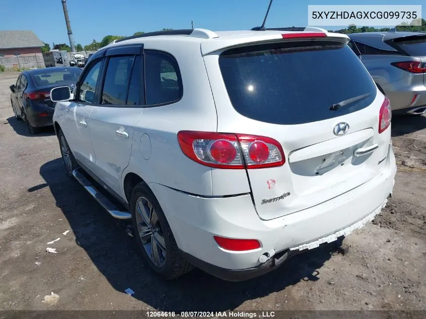 2012 Hyundai Santa Fe Se VIN: 5XYZHDAGXCG099735 Lot: 12064618