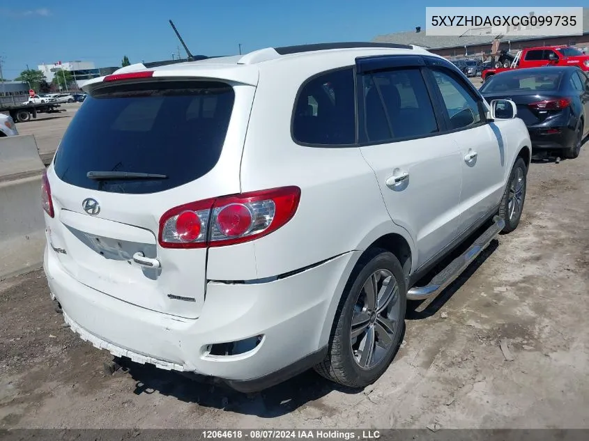 2012 Hyundai Santa Fe Se VIN: 5XYZHDAGXCG099735 Lot: 12064618