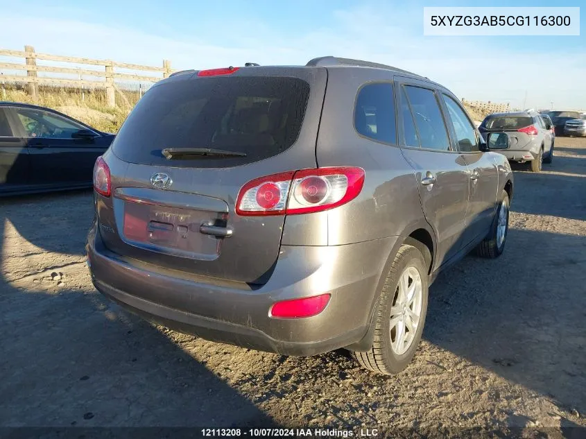 2012 Hyundai Santa Fe Gls VIN: 5XYZG3AB5CG116300 Lot: 12113208