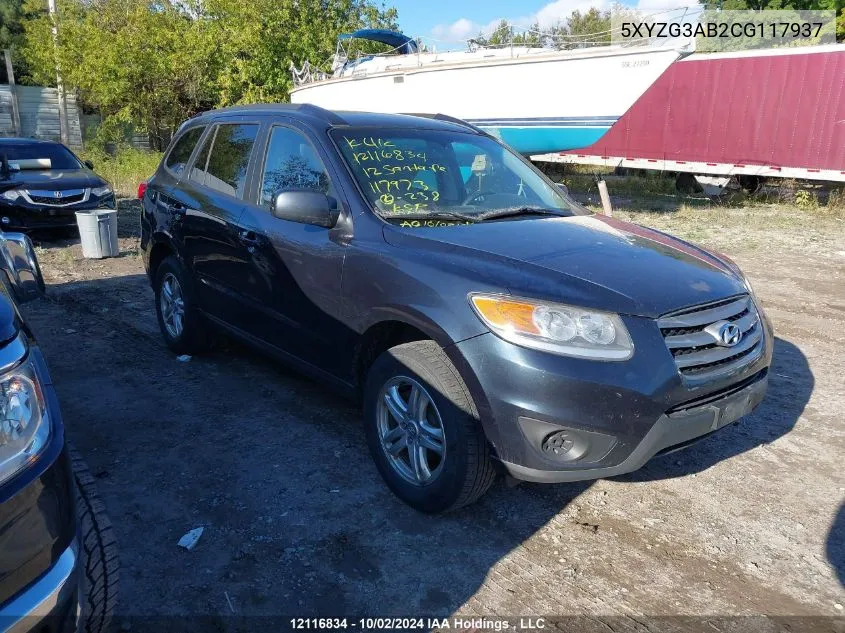 2012 Hyundai Santa Fe Gls VIN: 5XYZG3AB2CG117937 Lot: 12116834