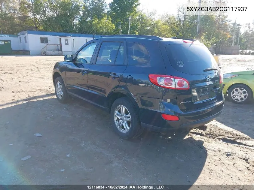 2012 Hyundai Santa Fe Gls VIN: 5XYZG3AB2CG117937 Lot: 12116834