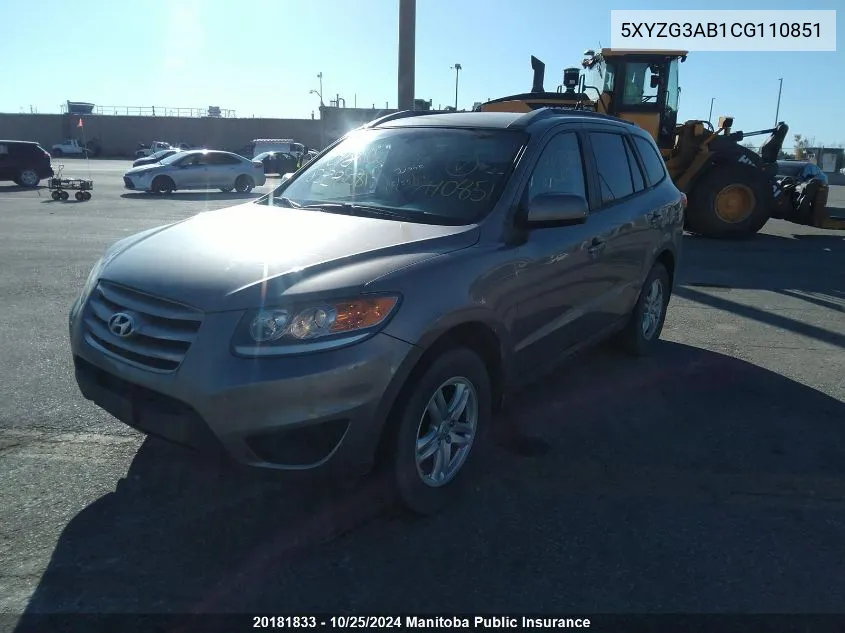 2012 Hyundai Santa Fe Gl VIN: 5XYZG3AB1CG110851 Lot: 20181833