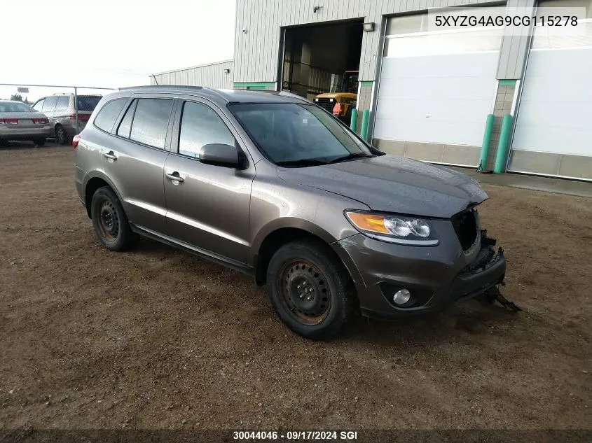 2012 Hyundai Santa Fe Gls VIN: 5XYZG4AG9CG115278 Lot: 30044046