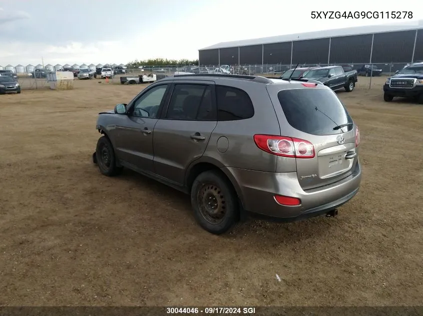 2012 Hyundai Santa Fe Gls VIN: 5XYZG4AG9CG115278 Lot: 30044046