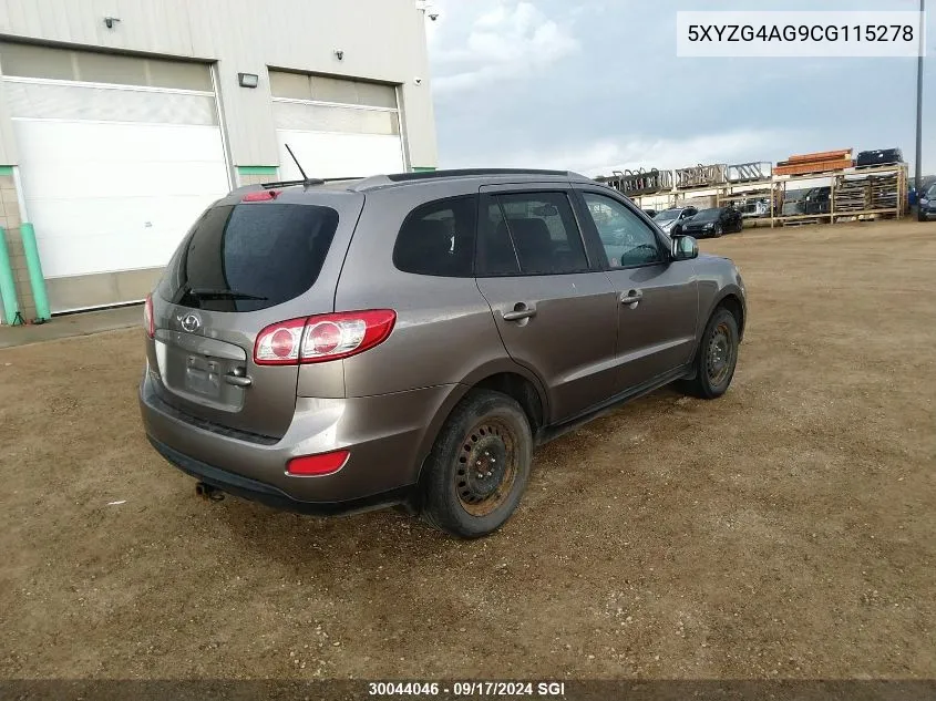 2012 Hyundai Santa Fe Gls VIN: 5XYZG4AG9CG115278 Lot: 30044046