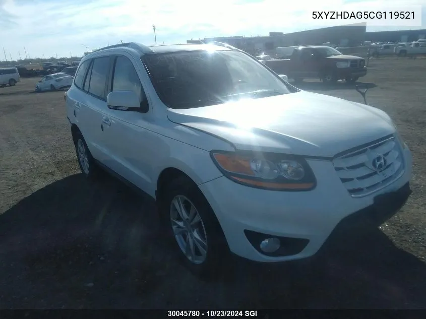 2012 Hyundai Santa Fe Se VIN: 5XYZHDAG5CG119521 Lot: 30045780