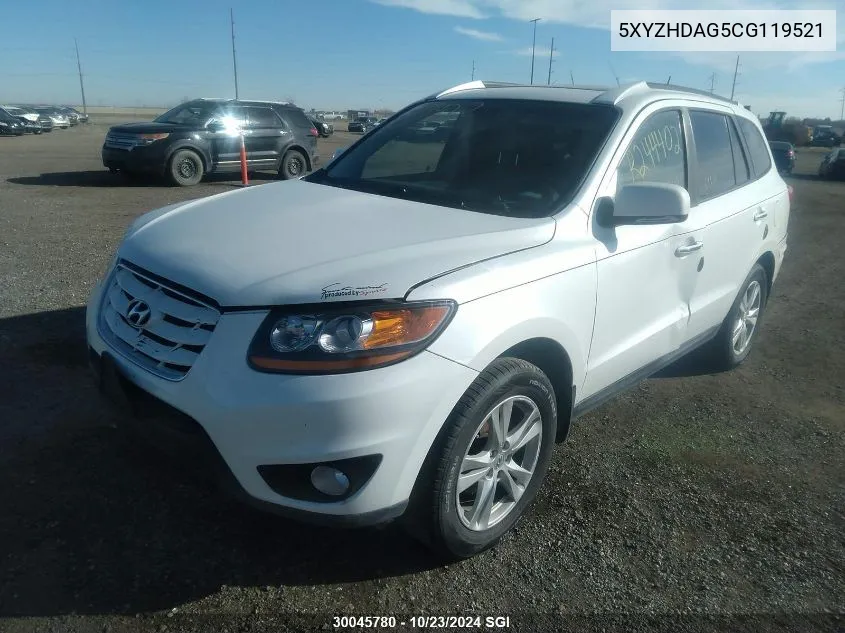 2012 Hyundai Santa Fe Se VIN: 5XYZHDAG5CG119521 Lot: 30045780