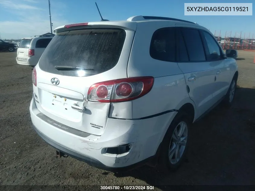 2012 Hyundai Santa Fe Se VIN: 5XYZHDAG5CG119521 Lot: 30045780