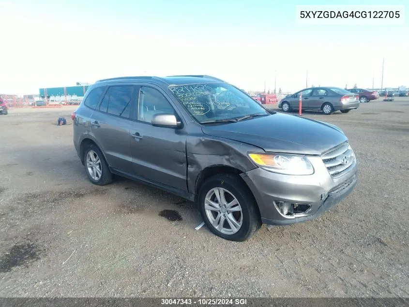 2012 Hyundai Santa Fe Gls VIN: 5XYZGDAG4CG122705 Lot: 30047343