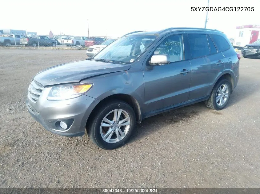 2012 Hyundai Santa Fe Gls VIN: 5XYZGDAG4CG122705 Lot: 30047343