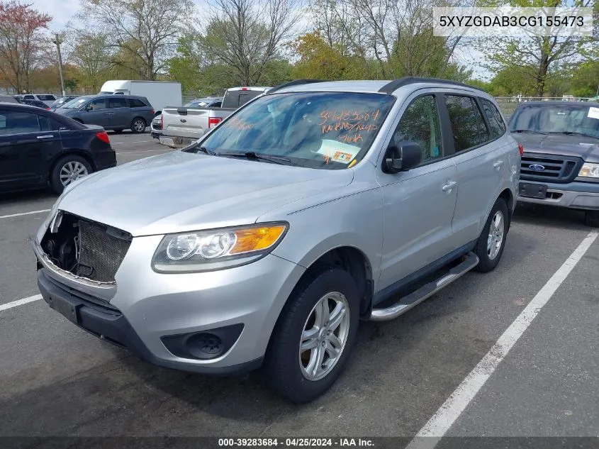 2012 Hyundai Santa Fe Gls VIN: 5XYZGDAB3CG155473 Lot: 39283684