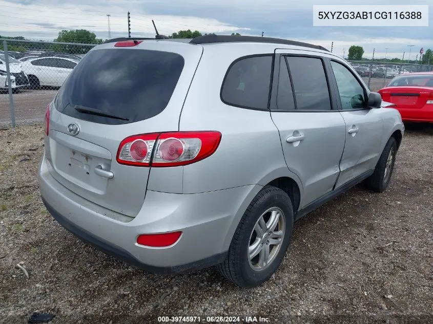 2012 Hyundai Santa Fe Gls VIN: 5XYZG3AB1CG116388 Lot: 39745971