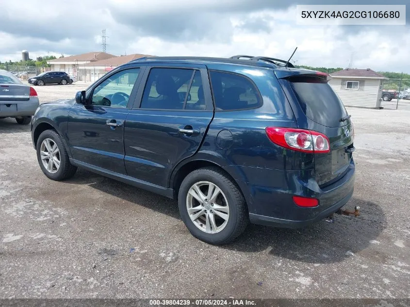 5XYZK4AG2CG106680 2012 Hyundai Santa Fe Limited V6